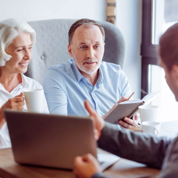 older couple financial meeting